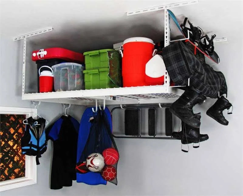 White Overhead Storage Combo with 18 Hooks V50695