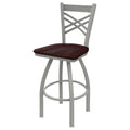 Swivel Counter Stool with Anodized Nickel Finish and Dark Cherry Maple Seat Z509935