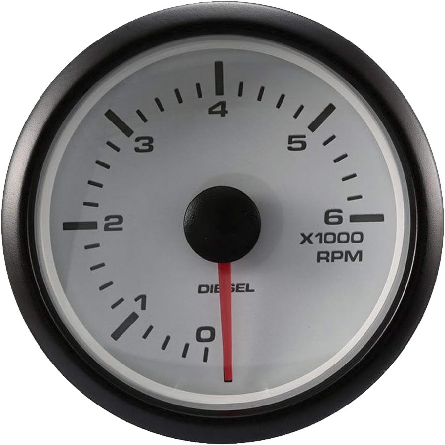 8000 RPM Universal Electronic Tachometer Gauge 2-1/16 52mm White Amber LED Black Dial Chrome Rim Pack of 2 Q5873