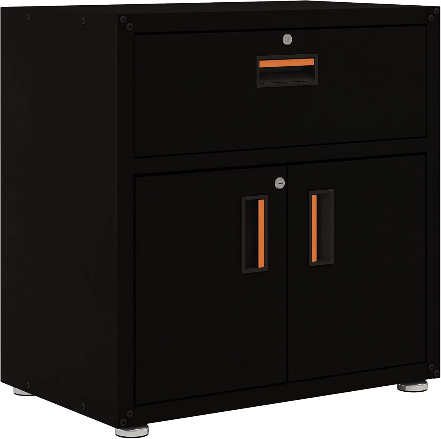 One Drawer Steel Cabinet with 2 Doors White and Grey Pack of 2 U793571