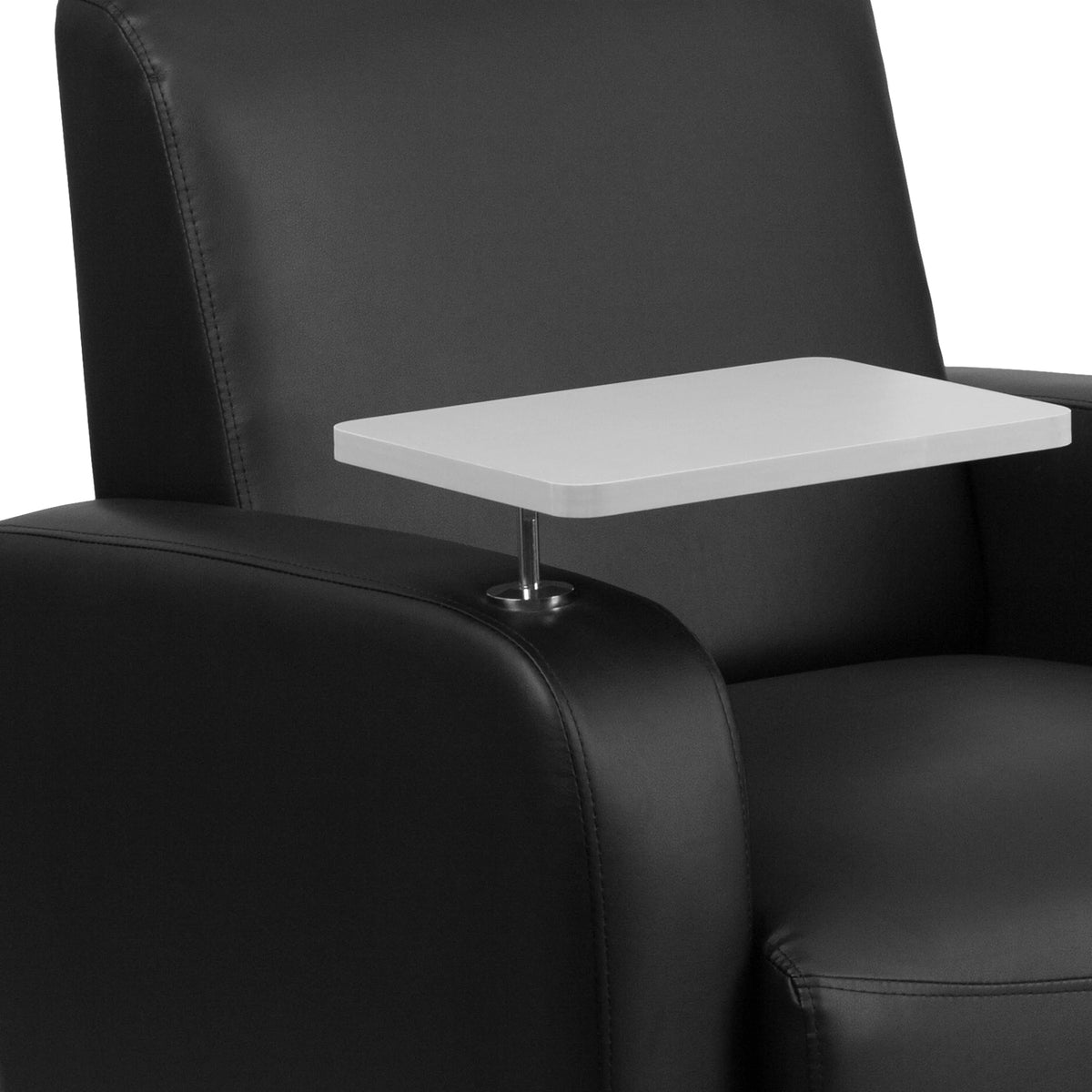 Black LeatherSoft Guest Chair with Tablet Arm and Cup Holder J376