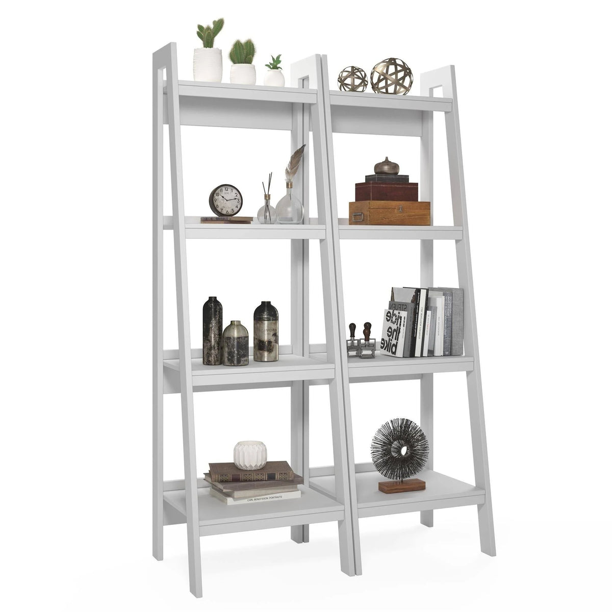 4-Shelf Ladder Bookcase Set of 2 H214