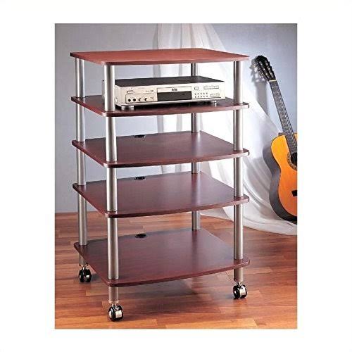 Black 5 Shelf Audio Rack with Casters B5092
