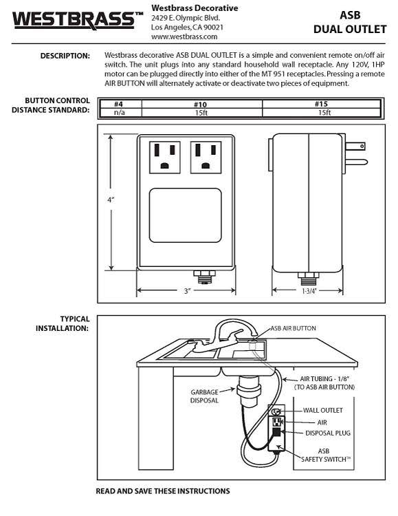 Raised Button Disposal Air Switch Dual Outlet Control Box Satin Nickel L70522