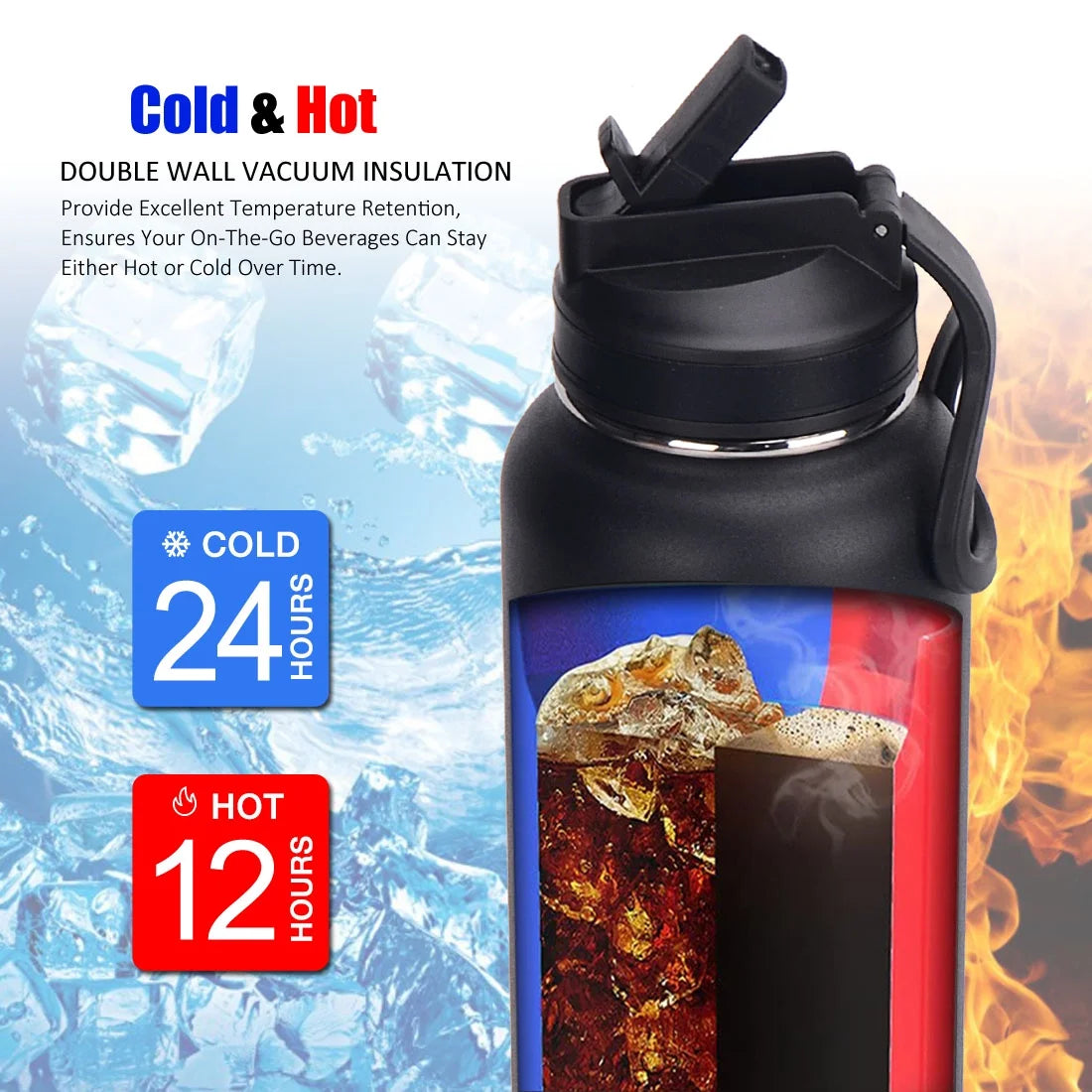 40 oz Double Wall Vacuum Insulated Stainless Steel Water Bottle P67532