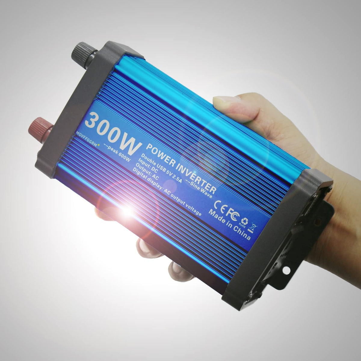 300W Pure Sine Wave Power Inverter DC 12V to 110V AC with 2.4A Dual USB, Pack of 2 K6966