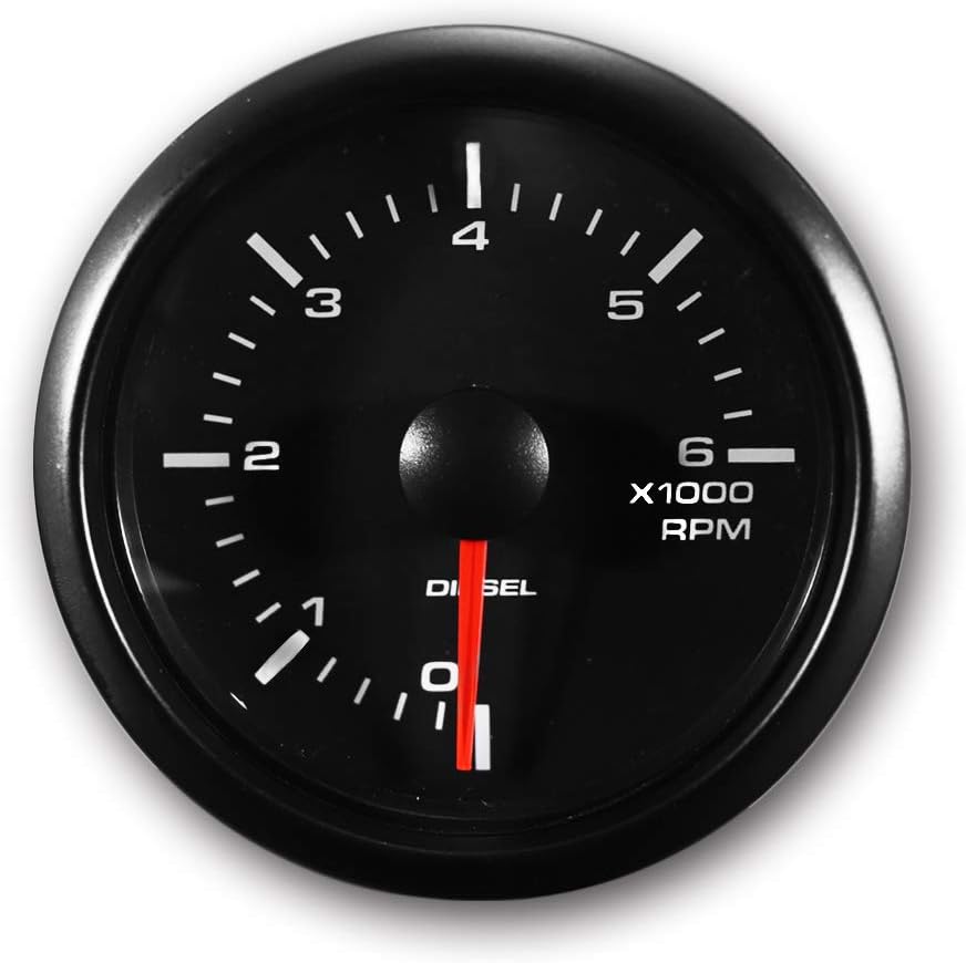 8000 RPM Universal Electronic Tachometer Gauge 2-1/16 52mm White Amber LED Black Dial Chrome Rim Pack of 2 Q5873