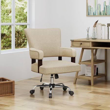 Traditional Home Office Chair, Wheat, Chrome F31353