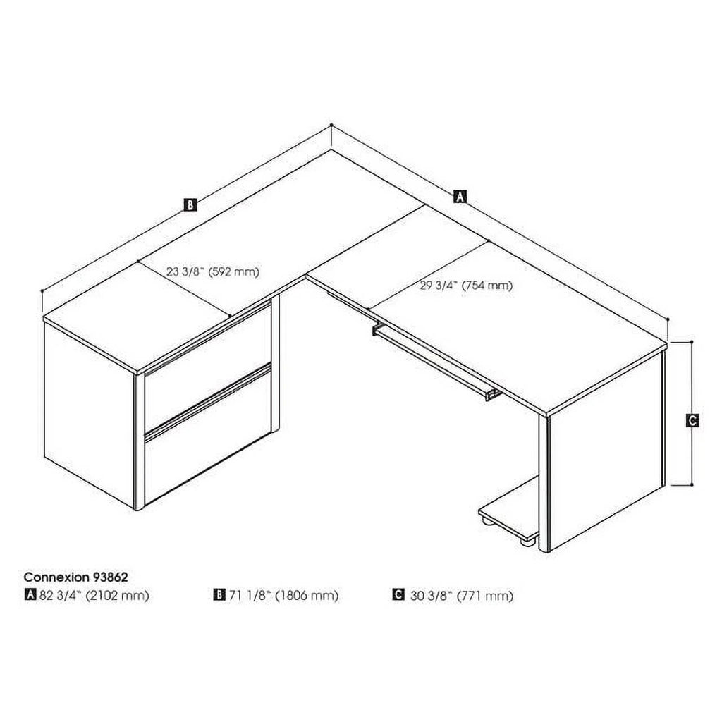 4 Piece L Shaped Computer Desk in Antigua and Black Q659