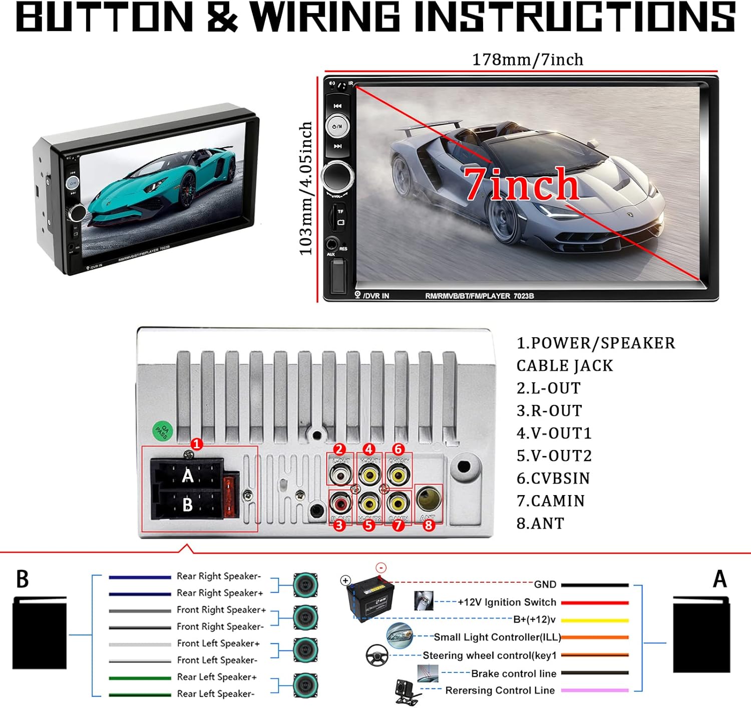 7 MP5 Player Car Stereo with Bluetooth Backup Camera E854260