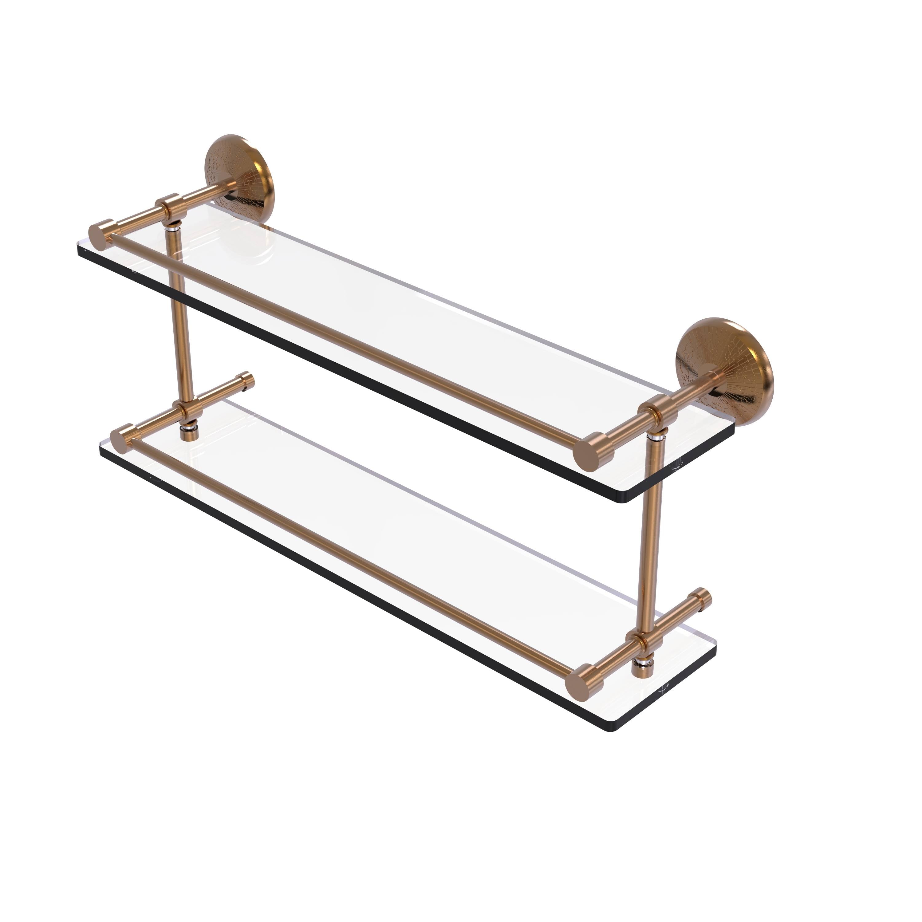 Brushed Bronze Double Glass Shelf with Gallery Rail Q537506