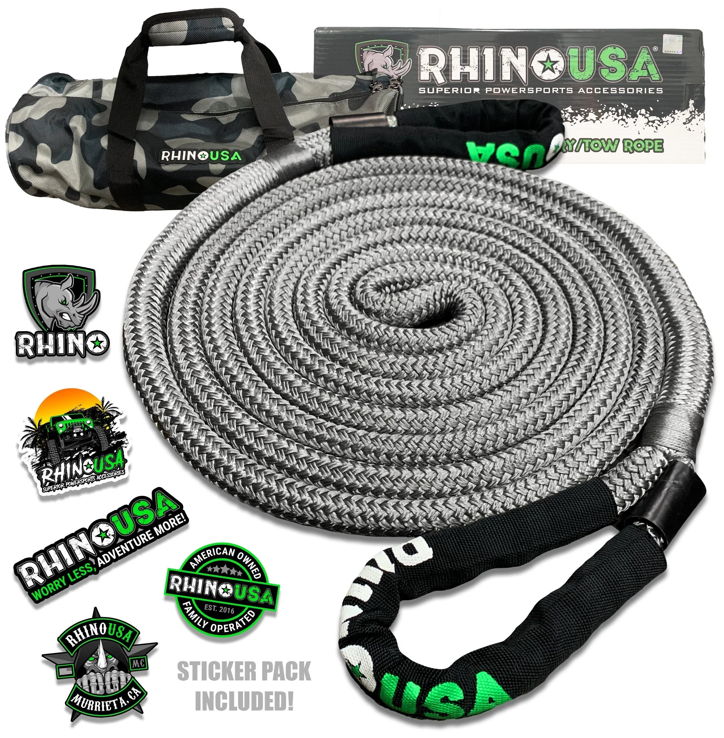 Kinetic Recovery Tow Rope 1in x 30ft Gray J5188