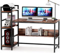 Rustic Brown Computer Desk with Storage Shelves E43888