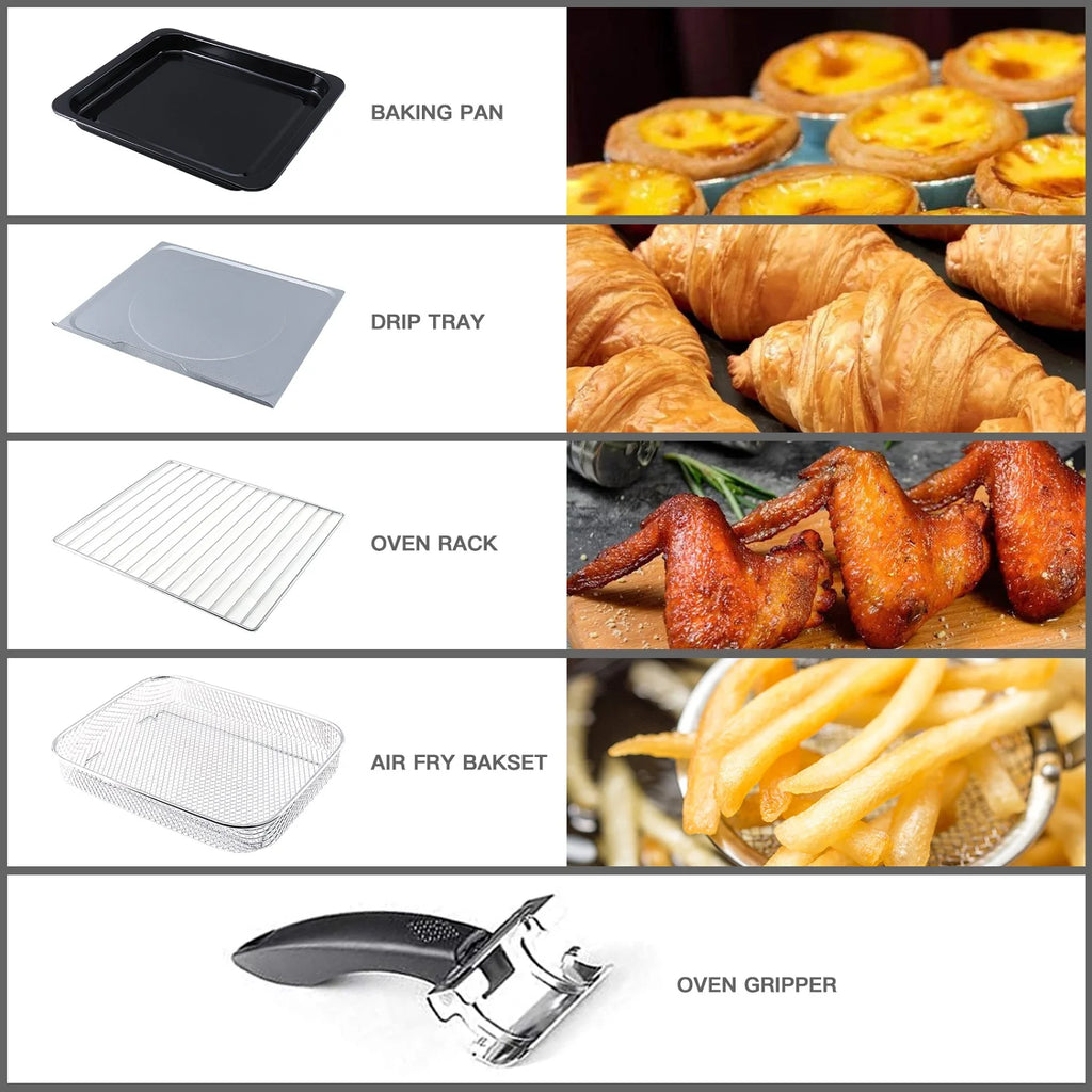 20QT 1300W 5-in-1 Air Fryer Toaster Oven Black E8519