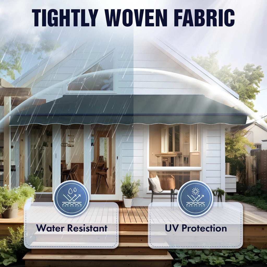 Ivory Motorized Retractable Patio Awning C63682
