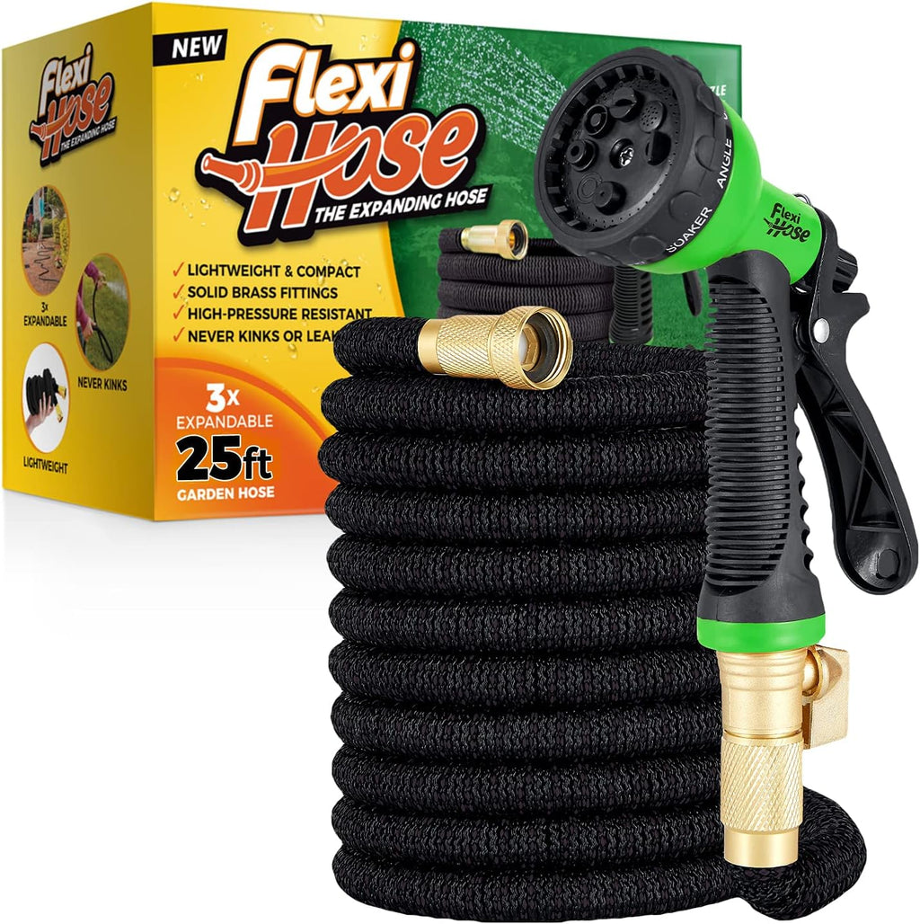 100 ft Black Expandable Garden Hose with Brass Fittings, Pack of 2 A9531