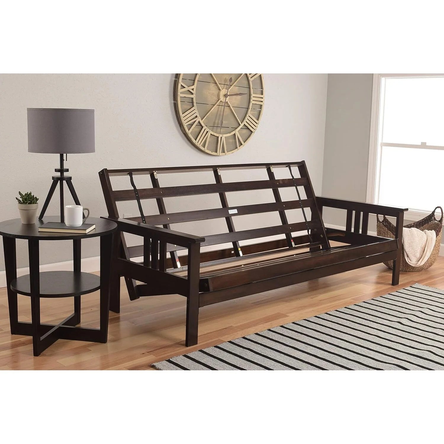 Espresso Finish Futon Frame with Saddle Mattress W7060