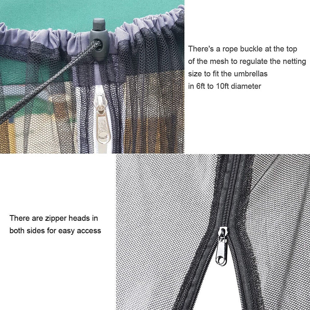 Patio Umbrella Table Mesh Screen Cover with Zipper C60401
