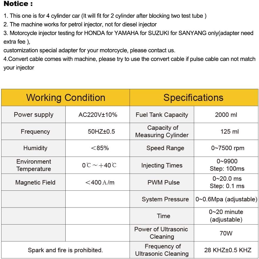 Car Motorcycle Petrol Fuel Injector Cleaner Ultrasonic Cleaner and Injection Tester S263