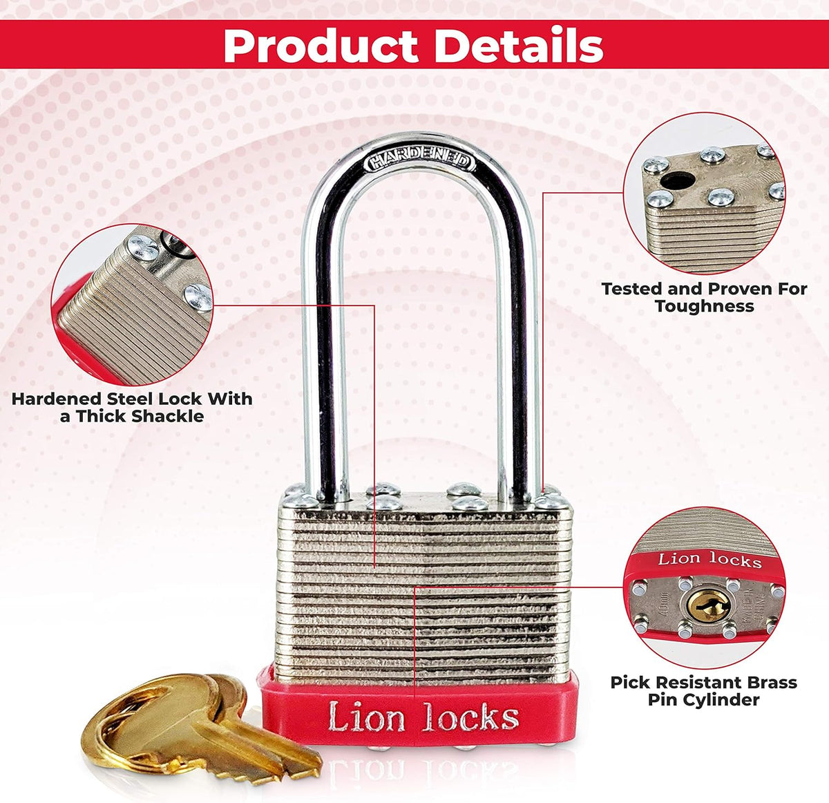 48 Keyed-Alike Padlocks, 2” Long Shackle, Hardened Steel Case, Brass Pin Cylinder V12802