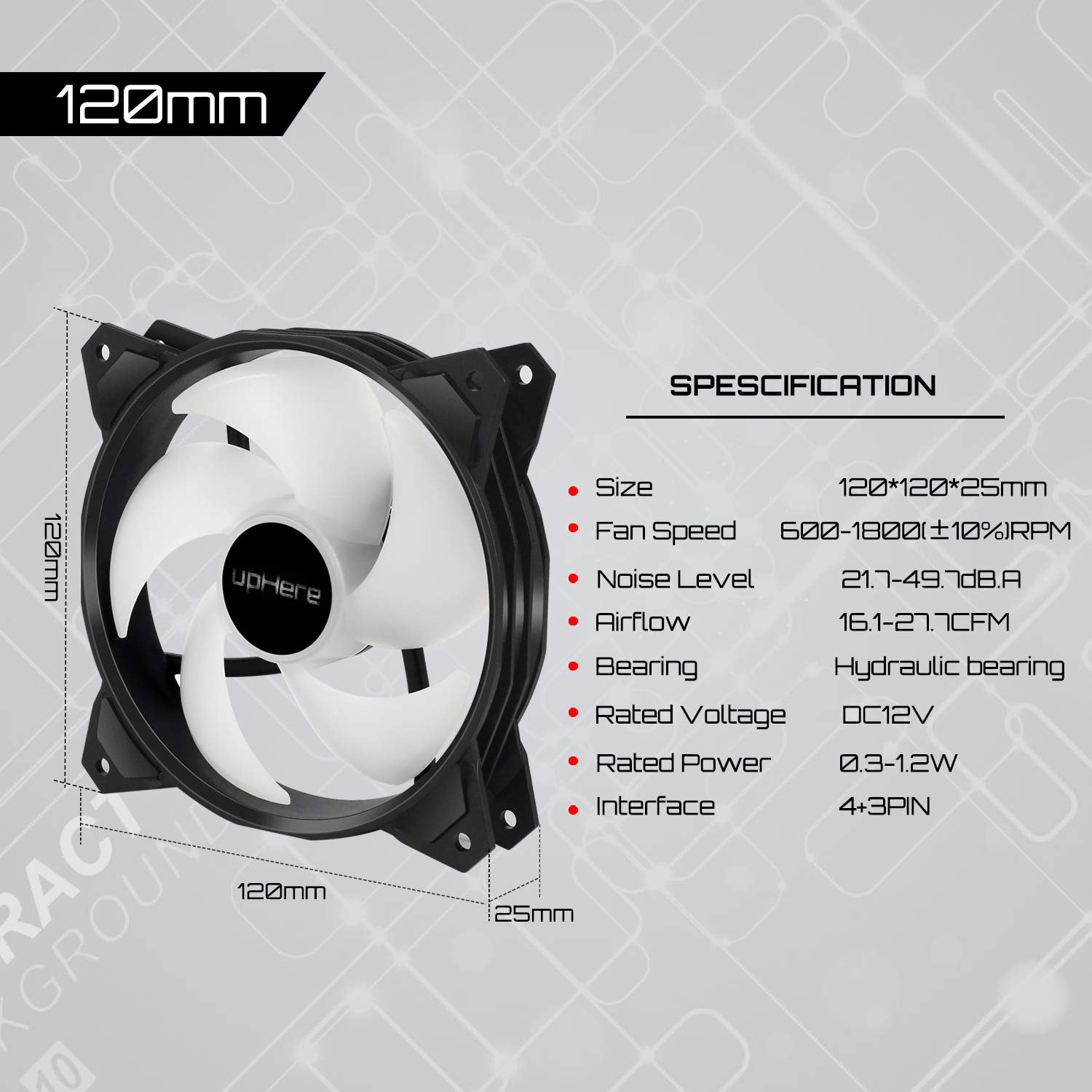 120mm 5V 3PIN Addressable RGB PWM Case Fan with Controller 5x120mm V619