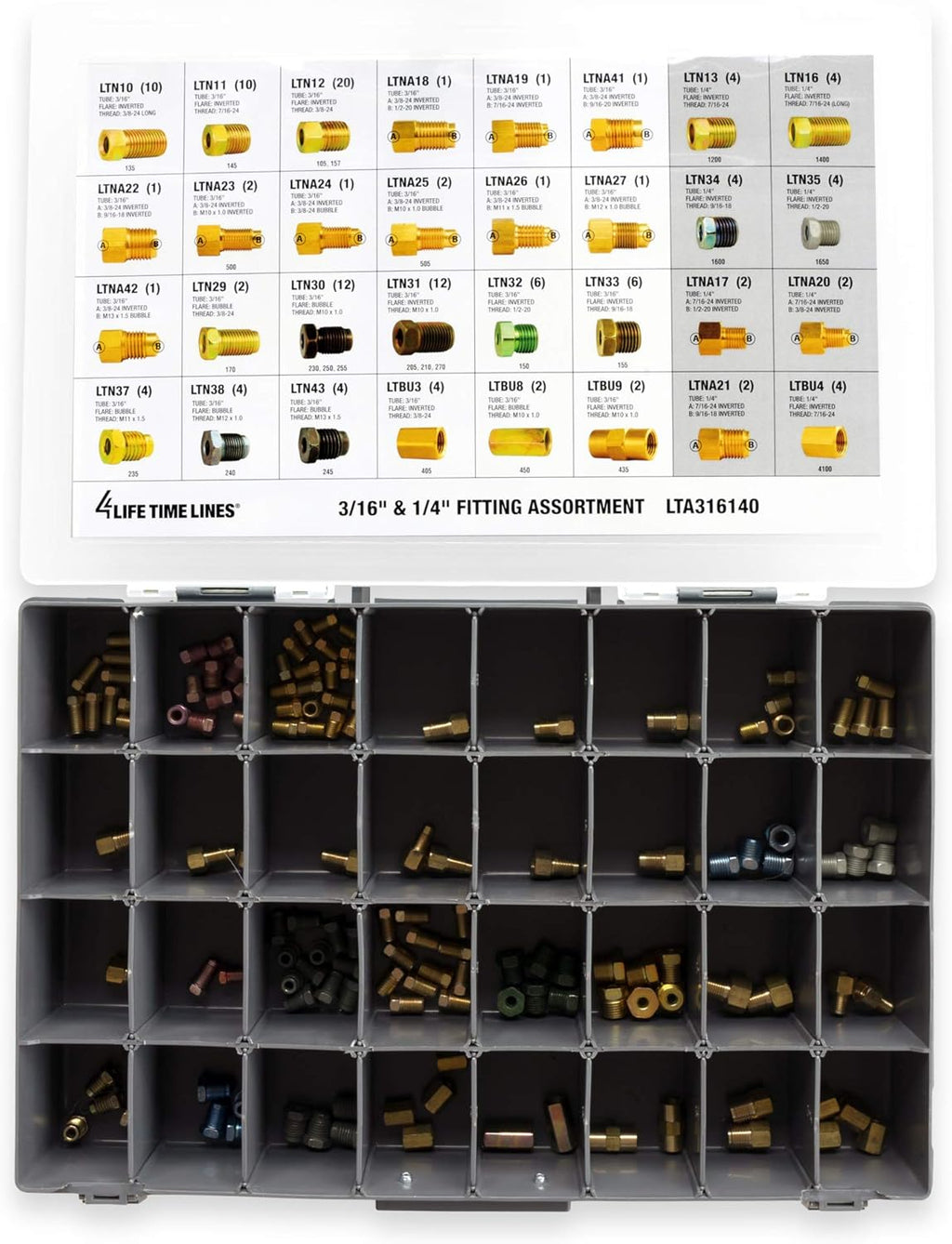 32 SKU 3/16 Inch and 1/4 Inch Tube Nut Fitting Assortment L331