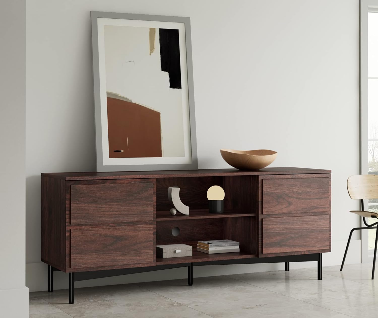 Rustic Walnut Wood TV Stand B74425