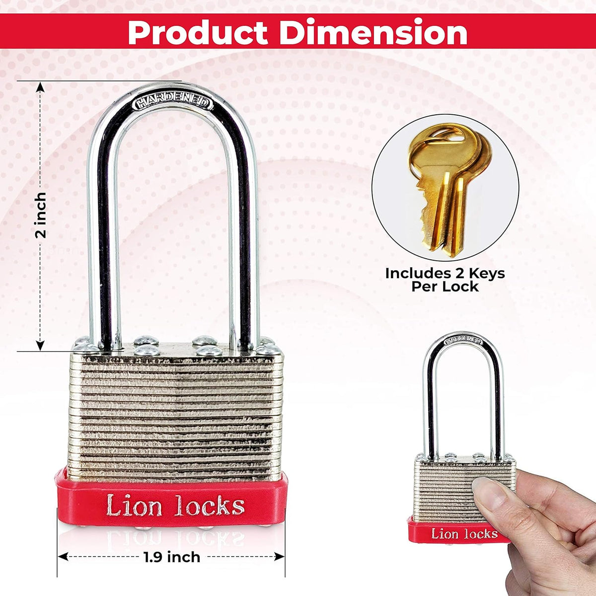 48 Keyed-Alike Padlocks, 2” Long Shackle, Hardened Steel Case, Brass Pin Cylinder V12802