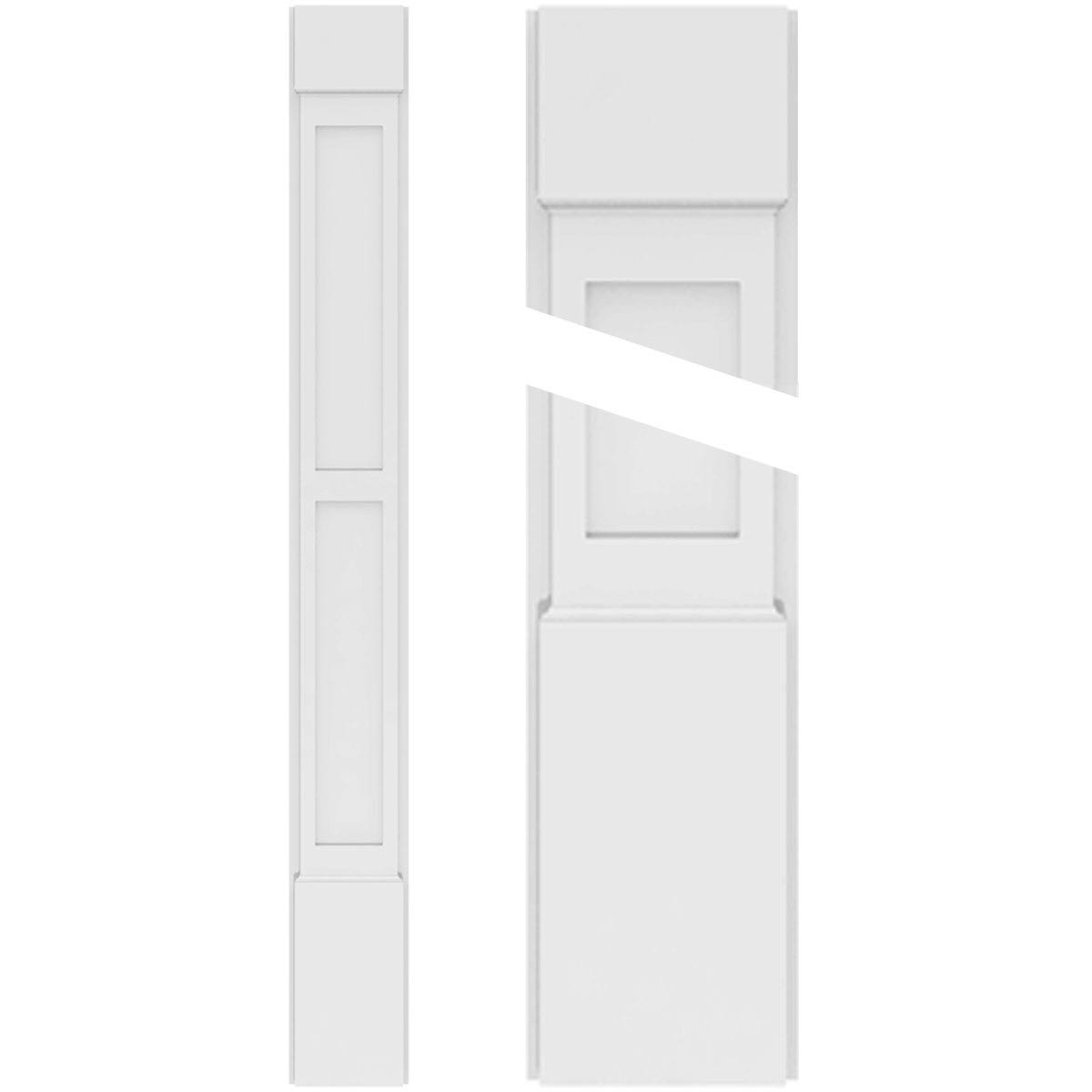 4x22W x 102x22H x 2x22P Two Equal Flat Panel PVC Pilaster with Standard Capital & Base (Pair) Y809239