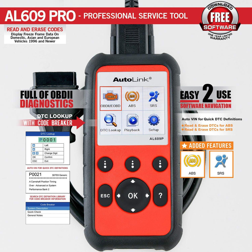 OBD2 Scanner with ABS and SRS Airbag Diagnostic R84014