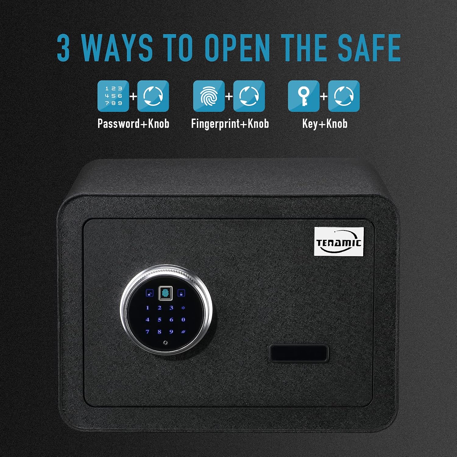 Black Solid Alloy Steel Biometric Fingerprint Safe Box K534