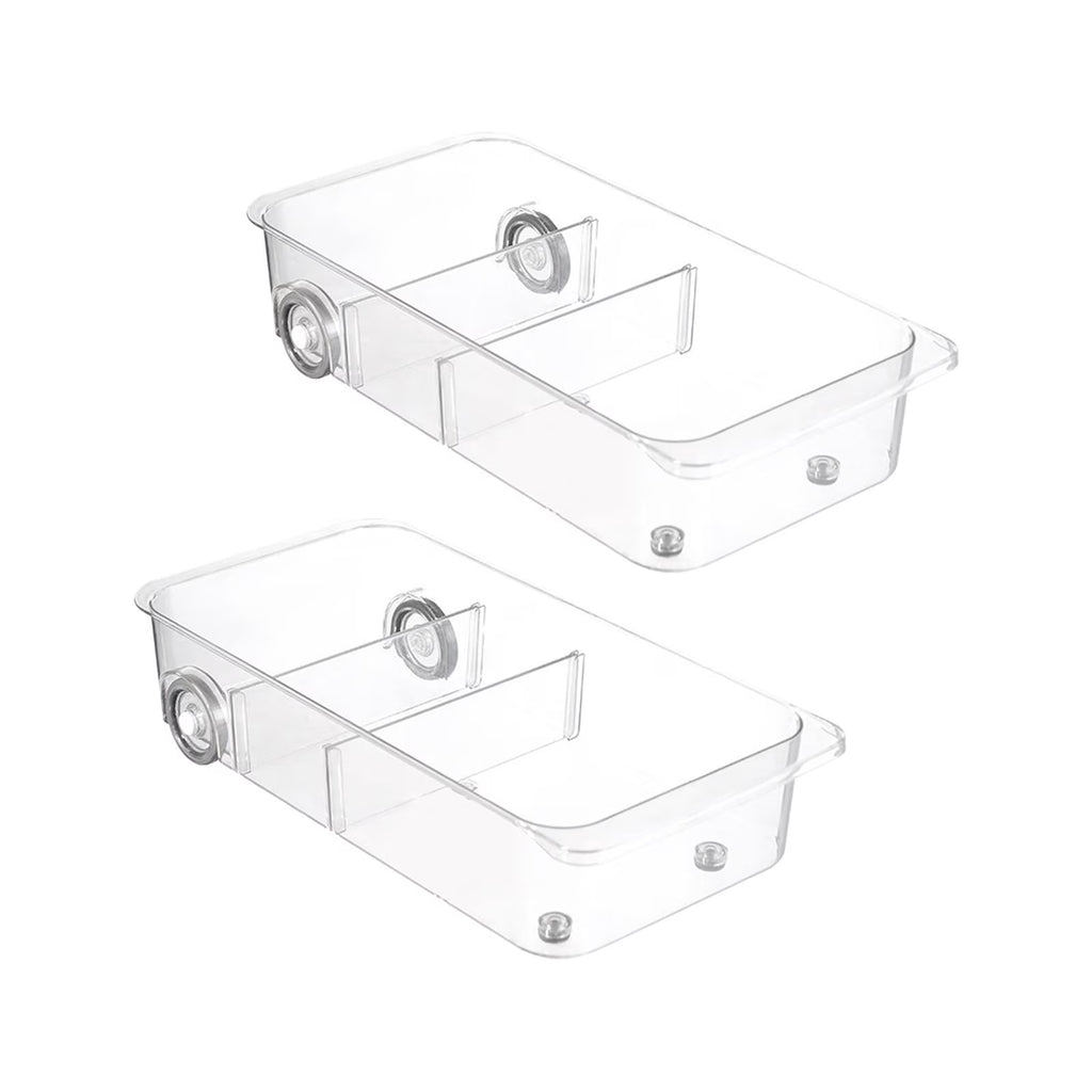Clear Kitchen Pull Out Refrigerator Drawer Organizer Storage Bins 2 Piece W680508