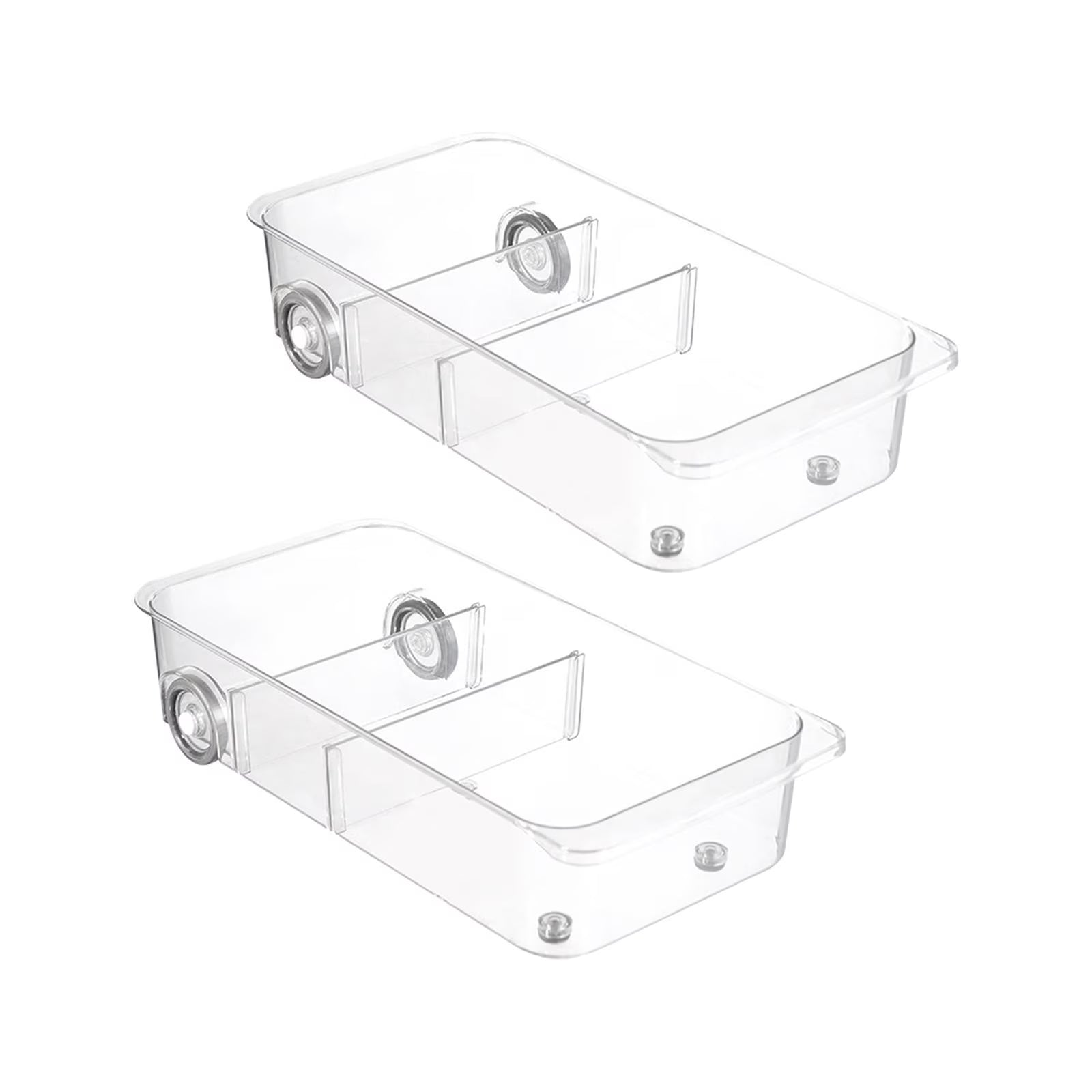 Clear Kitchen Pull Out Refrigerator Drawer Organizer Storage Bins 2 Piece W680508