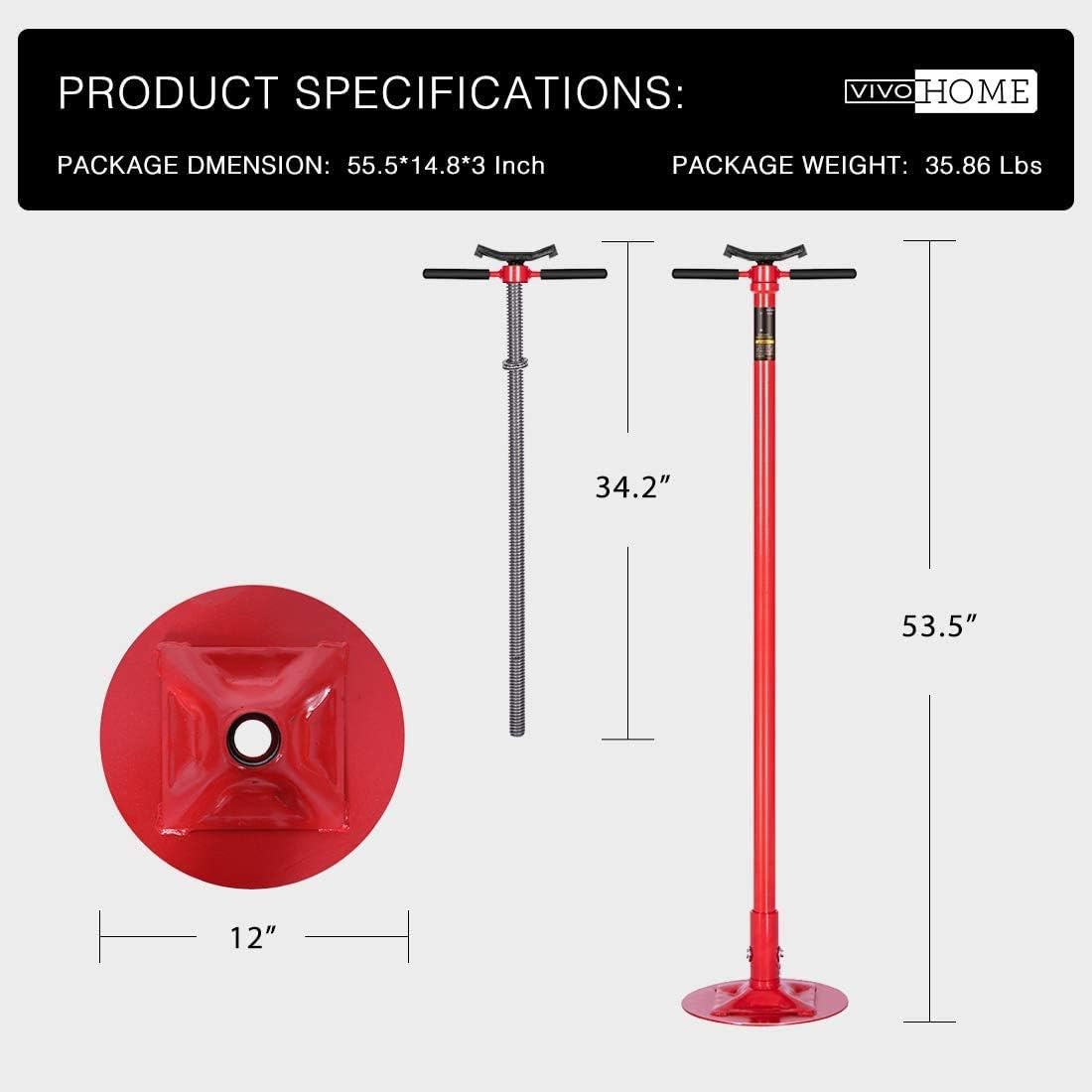 Steel Underhoist Support Lift Jack Stand with 12 Inch Diameter Base 3/4 Ton Capacity Y14582