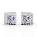 0.58 Carat Princess Diamond Stud Earrings in 18K White Gold Plating over Silver J221