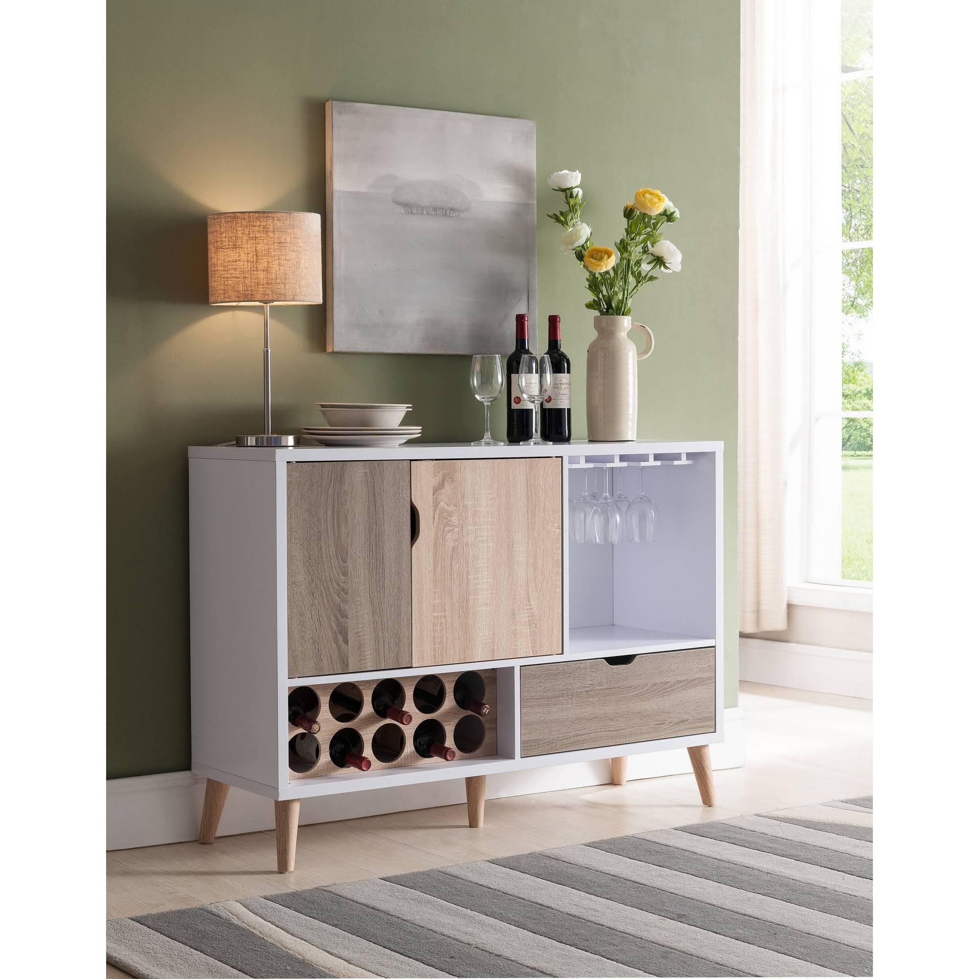 Glossy White and Weathered Sand Buffet K13515
