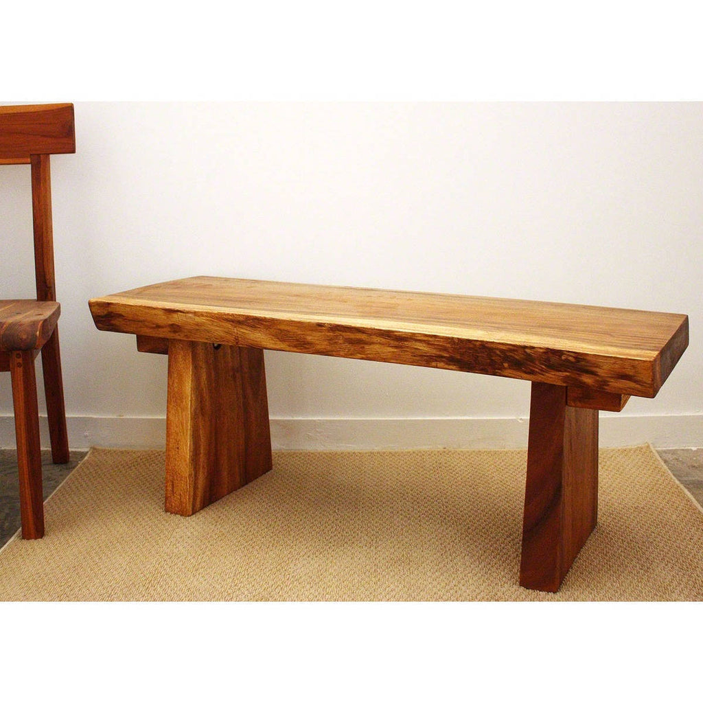 Wood Natural Edge Bench 48 in x 18 x 18 in H KD Oak Oil W5473