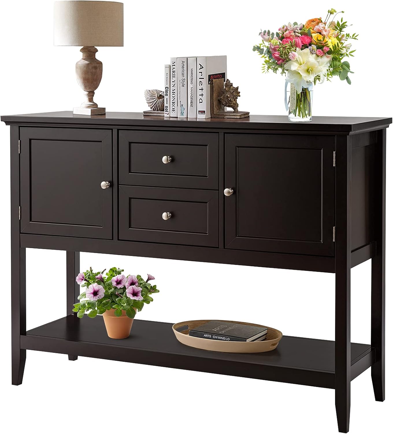 Wood Accent Sideboard Buffet Cabinet with Storage H433