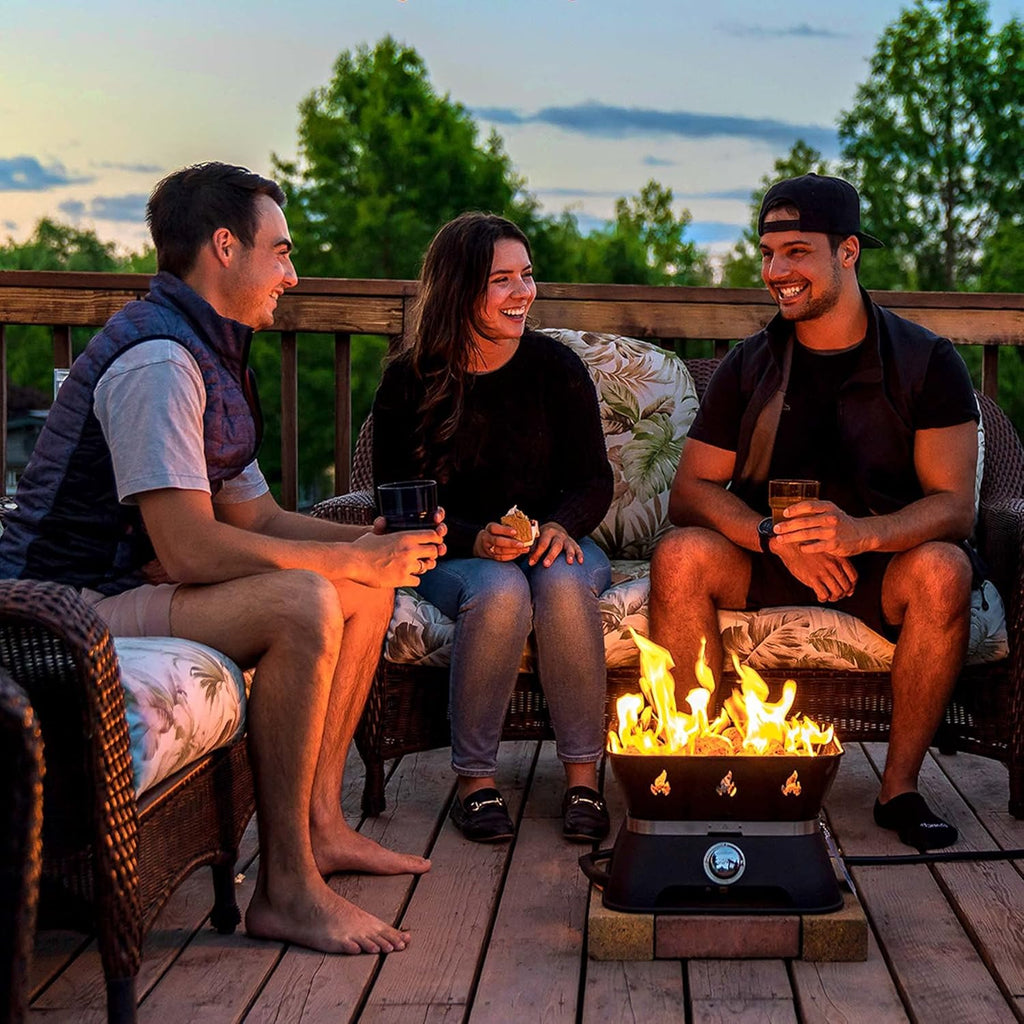 Portable 14-Inch Propane Gas Fire Pit with Cover, Carry Kit and Lava Rock Stones, 58,000 BTU, Black K3506