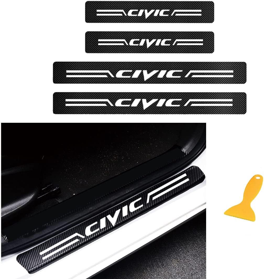 4 Pcs Door Sill Protector Carbon Fiber Leather Sticker S79803