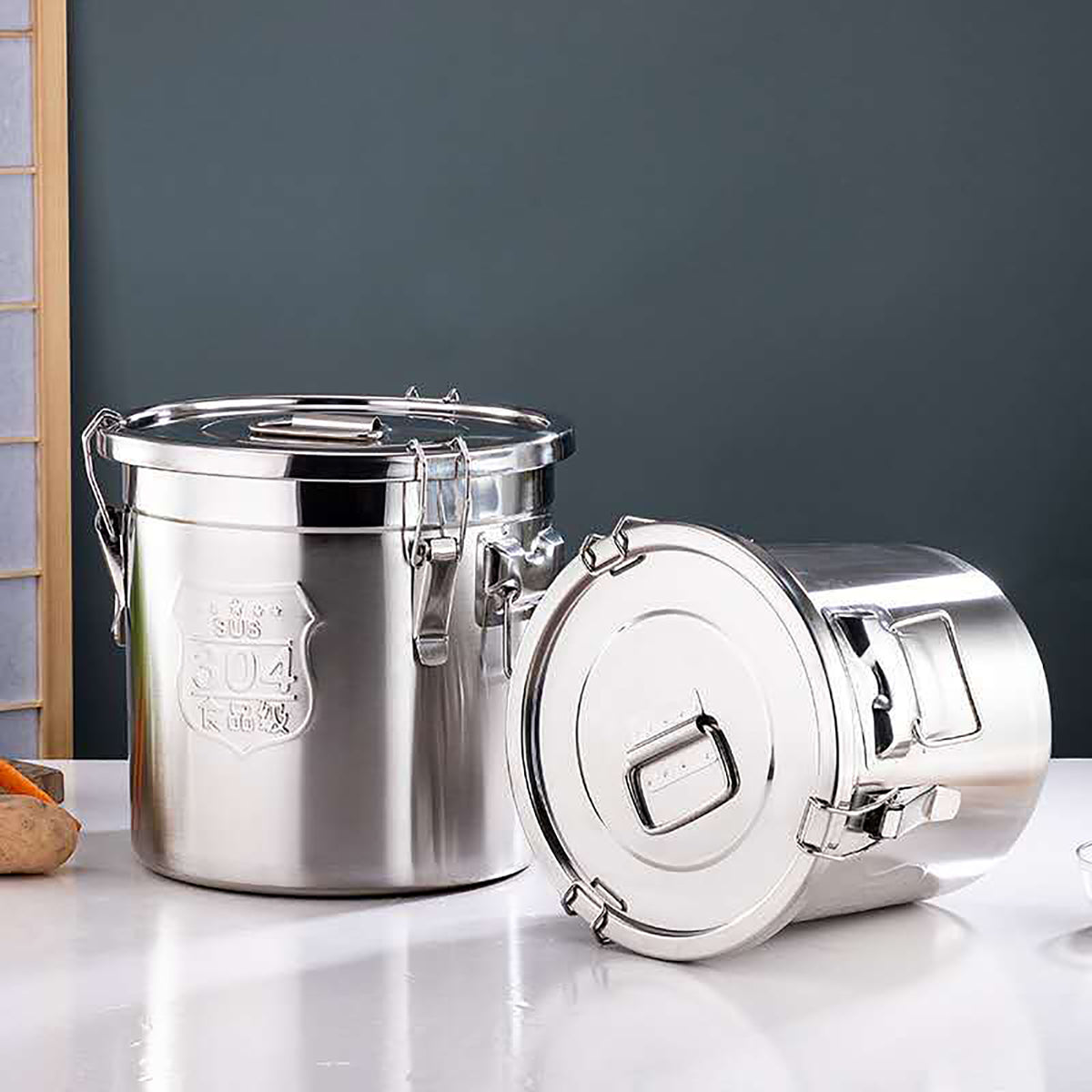Stainless Steel Airtight Food Storage Container with Lid and Locking Clamp 6L U47831