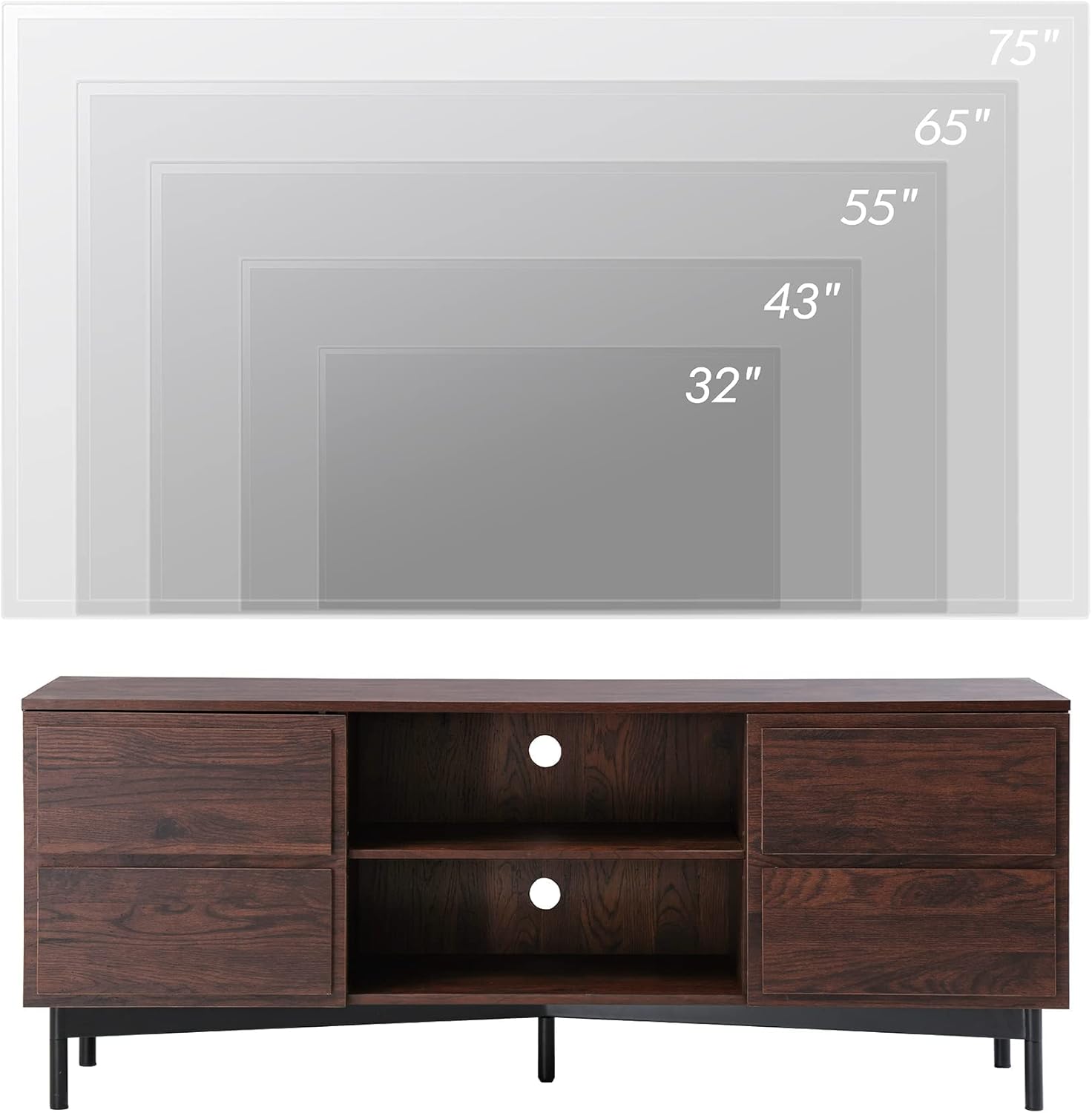 Rustic Walnut Wood TV Stand B74425