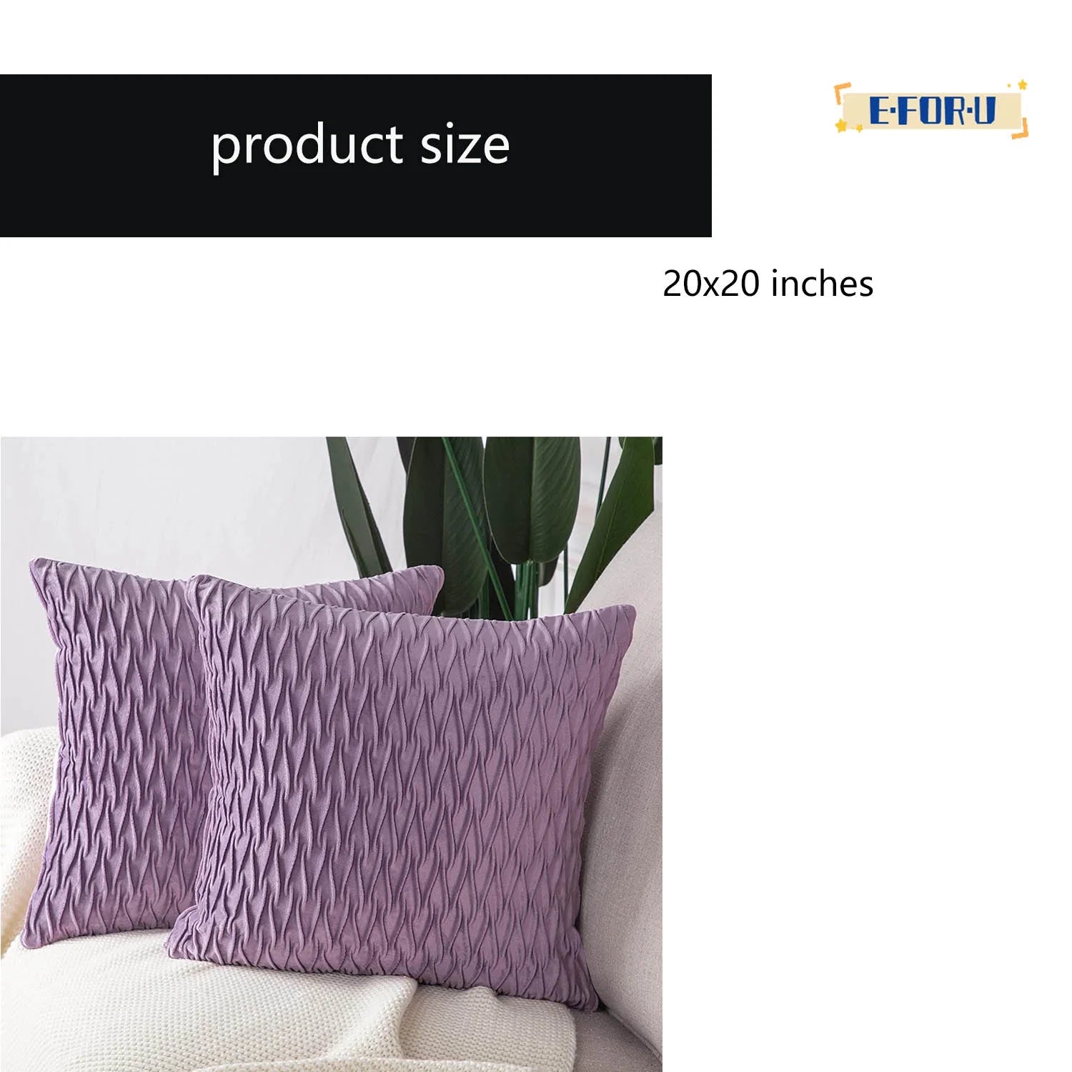 Set of 2 Velvet Decorative Throw Pillow Covers 20x20 inch Square Cushion Case H1632