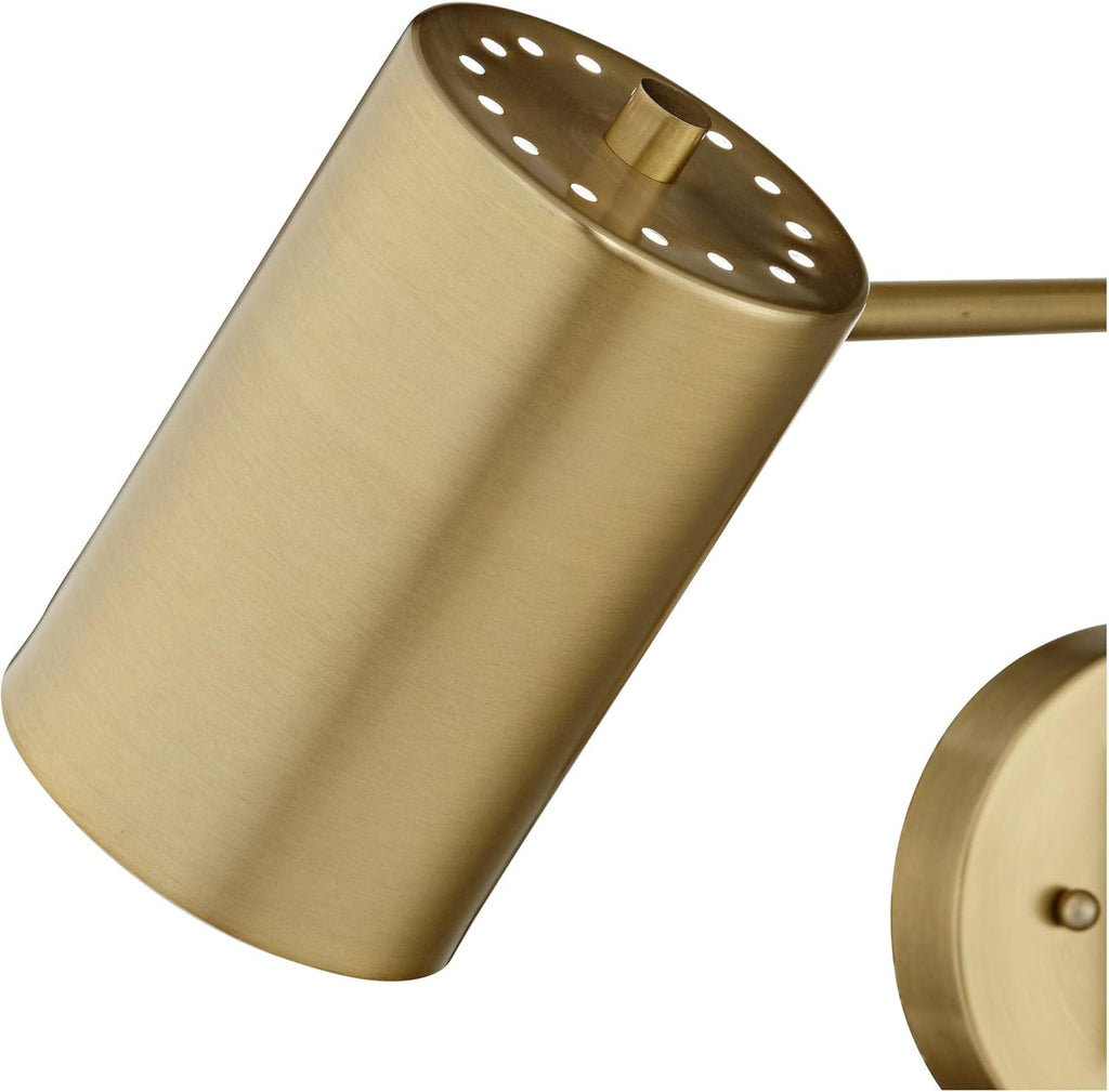 Swing Arm Wall Lamps Set of 2 Brushed Brass Metal Plug-in Light Fixture Cylinder Shade D167166