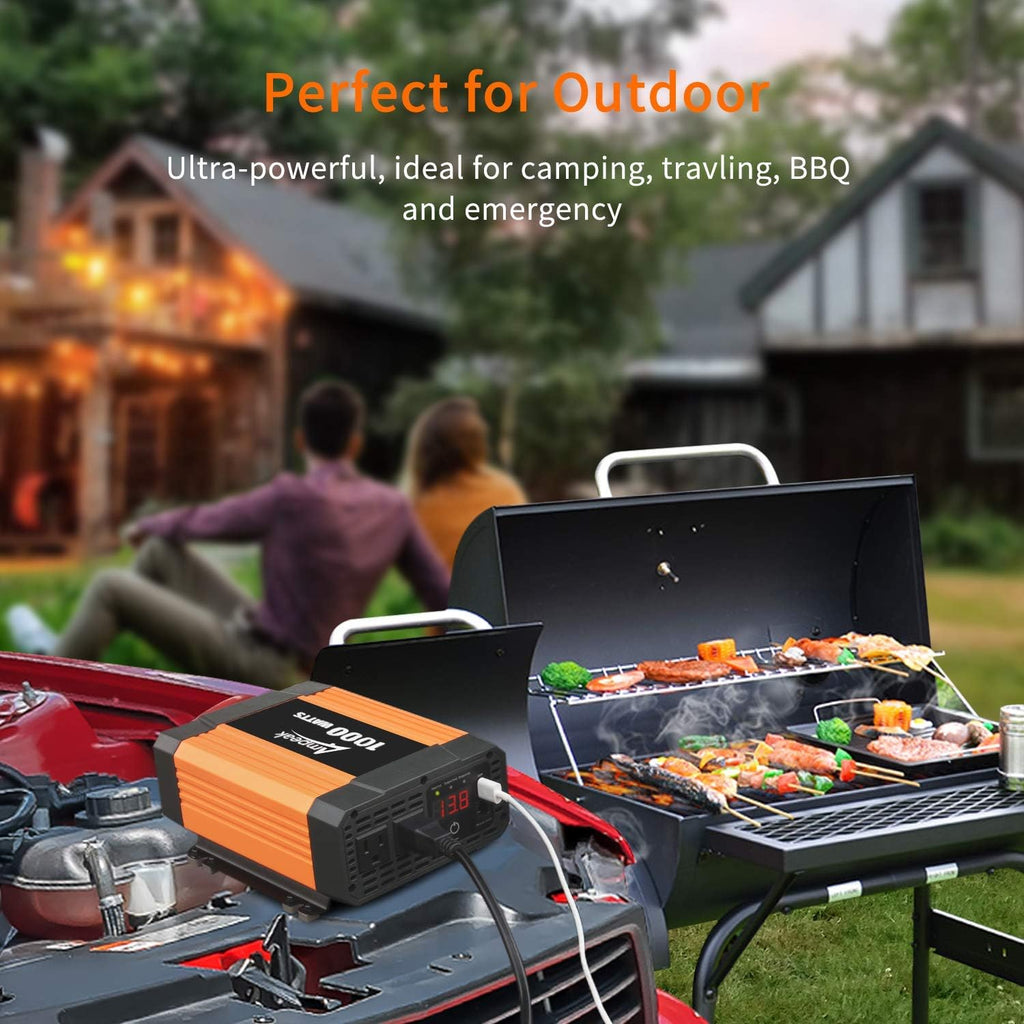 2000W Power Inverter 12V to 110V Digital LCD Display 3AC Outlets 2.1A USB D3899