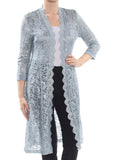Blue Lace Sequined Floral 3/4 Sleeve Open Cardigan Top H760