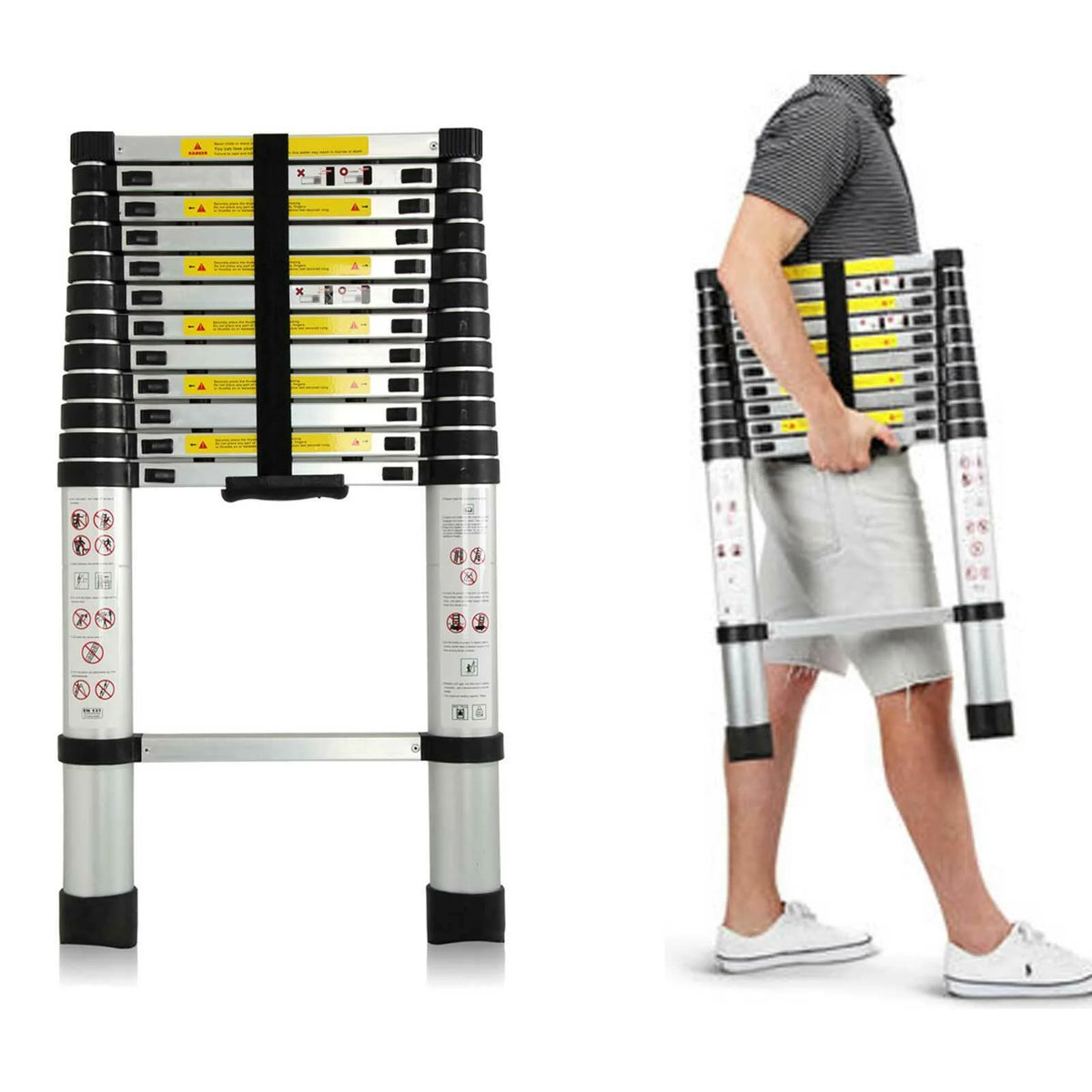 12.5ft 12 Steps EN131 Aluminium Extension Ladder F73486