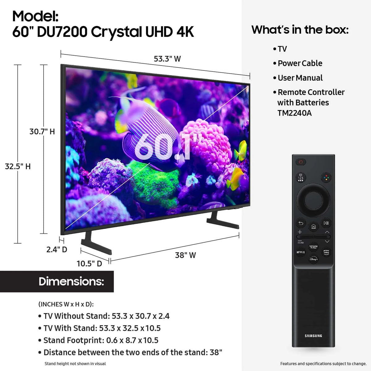 60” Class Crystal UHD 4K Smart TV U58353