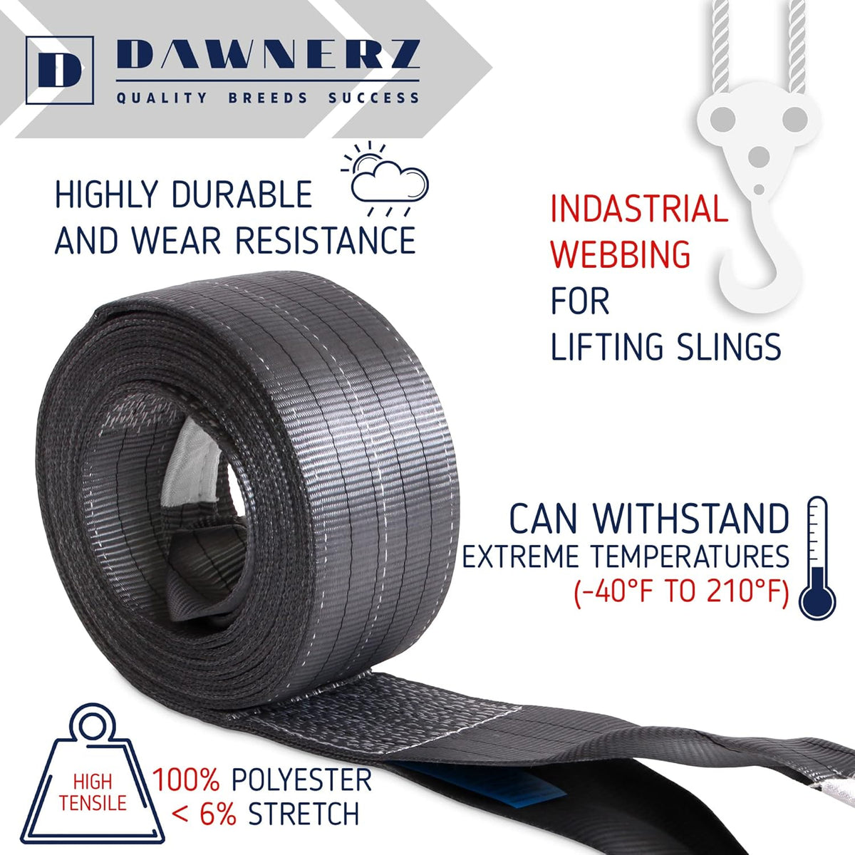 Tow Strap Heavy Duty 75000 lbs 30ft Towing Rope U80632