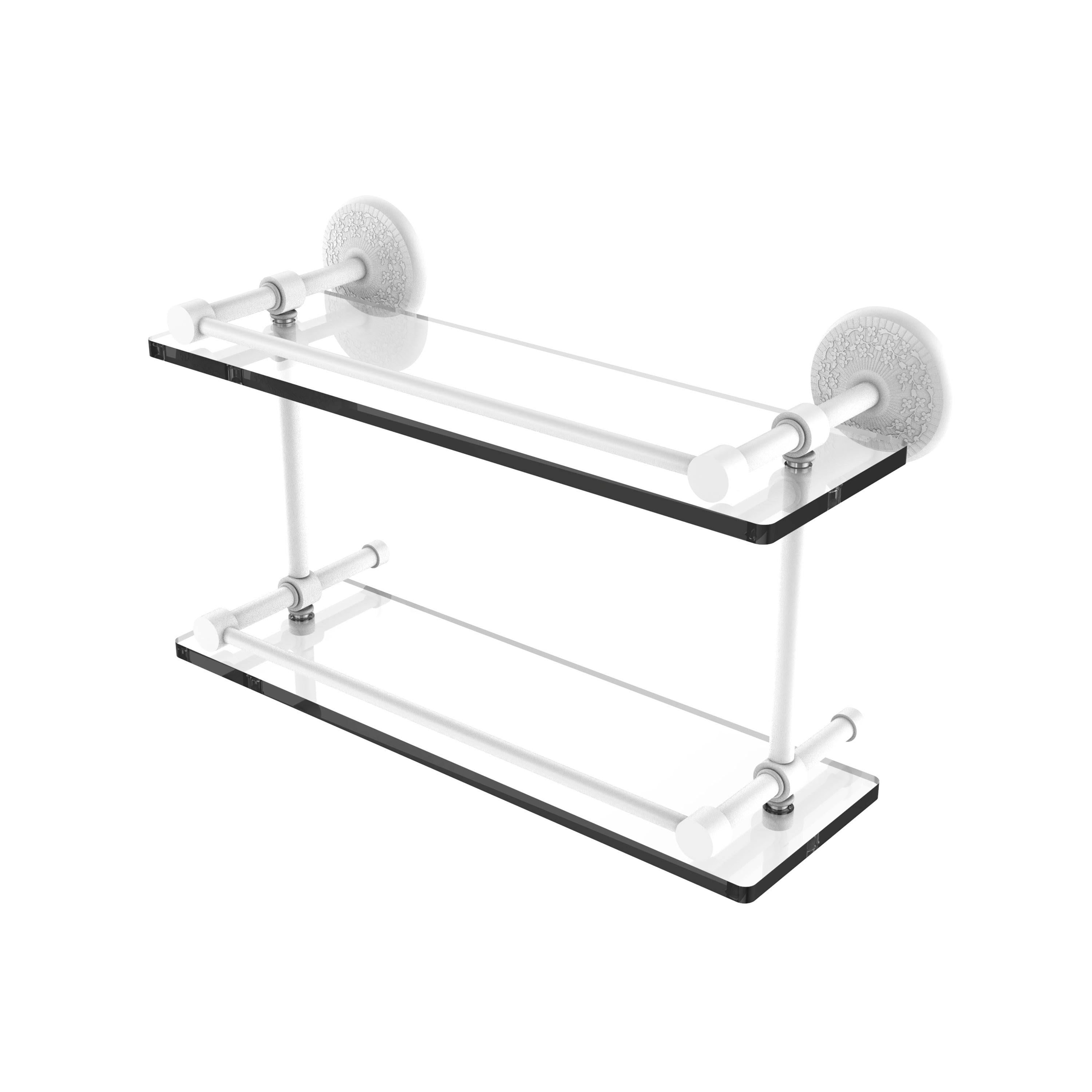Brushed Bronze Double Glass Shelf with Gallery Rail Q537506